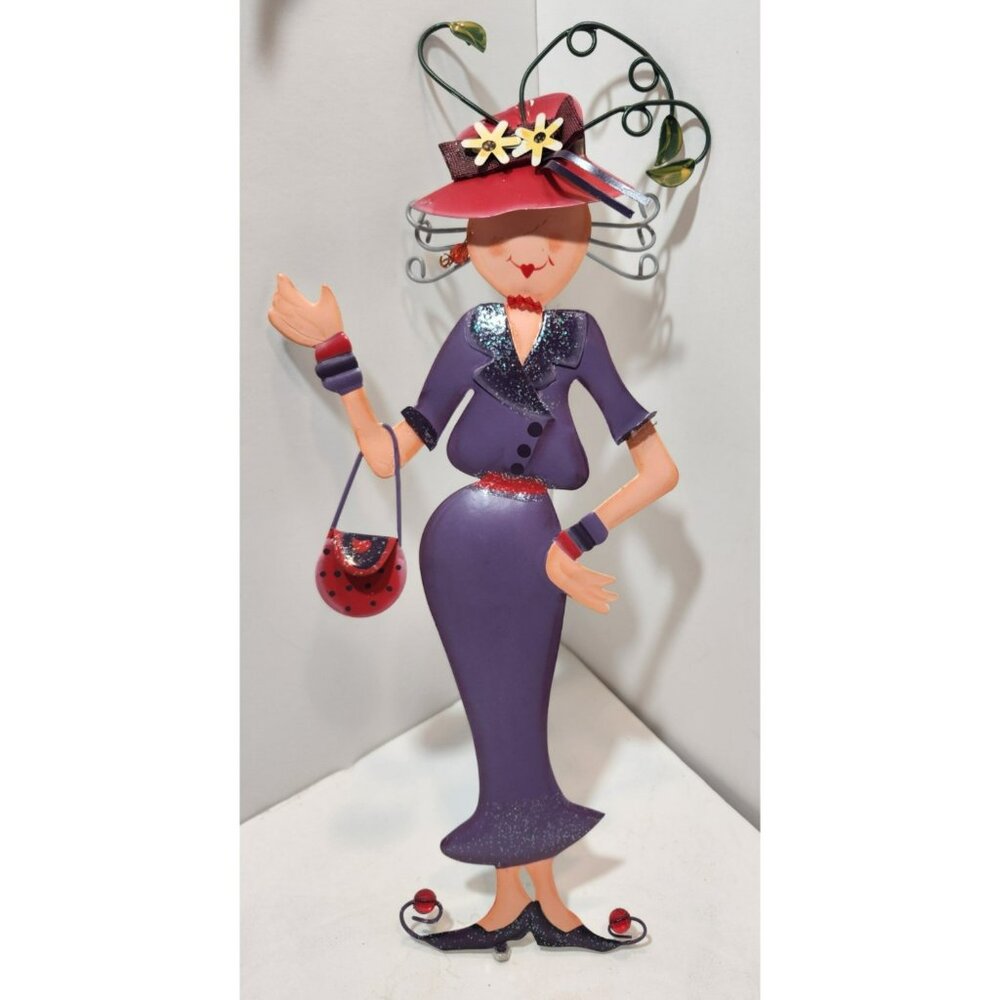 Red Hat Society--Paperback Book--Wall Plaque Decor 15" Metal Lady Figurine